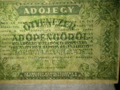 Ötvenezer adópengő 1946 , vízjel nélküli 