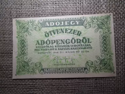 Ötvenezer adópengő 1946 , vízjel nélküli 