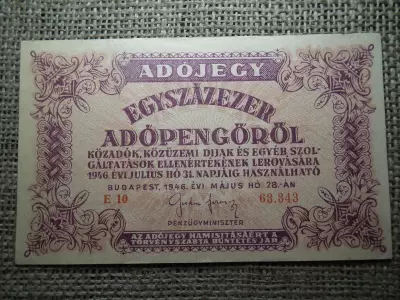 Százezer adópengő 1946 , vízjeles , sorszámos  ! 