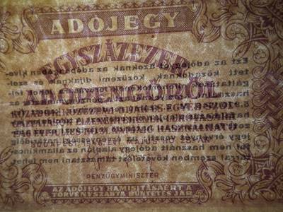 Százezer adópengő 1946 , vízjeles , sorszám nélkül ! Százezer adópengő 1946 , vízjeles , sorszám nélkül !