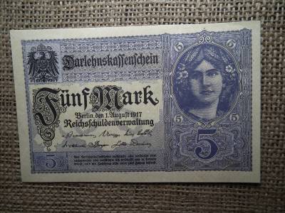 5 márka 1917 , 5 Mark Darlehnskassenschein
