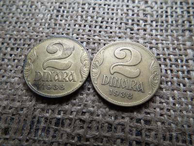 Jugoszlávia 2 Dinara 1938 , dinár - Petar II nagy korona és ritka kis korona ! 