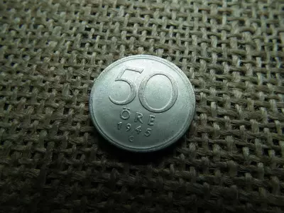 Svédország , ezüst 50 öre 1945
