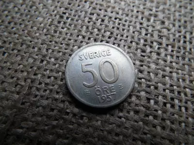 Svédország , ezüst 50 öre 1957