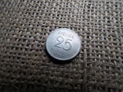 Svédország , ezüst 25 öre 1961