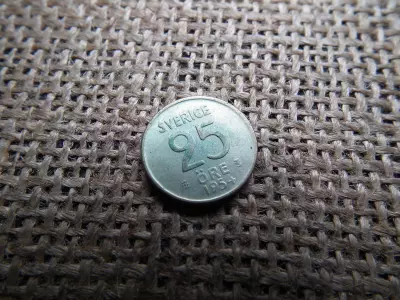 Svédország , ezüst 25 öre 1954