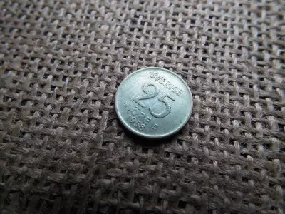 Svédország , ezüst 25 öre 1958
