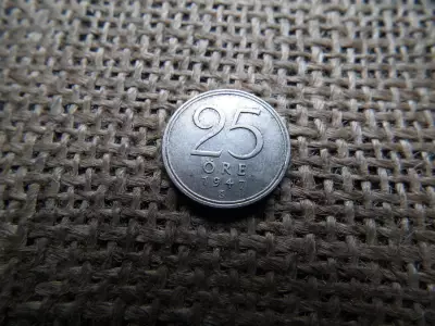 Svédország , ezüst 25 öre 1947