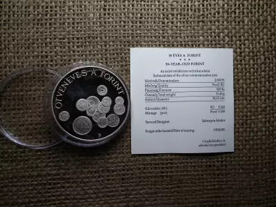 50 ÉVES A FORINT 2000 FORINT 1996 EZÜST ; PP 