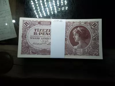 100 db , nagyon szép Tízezer B.-pengő 1946 , ritkább !  10000 , extrák 