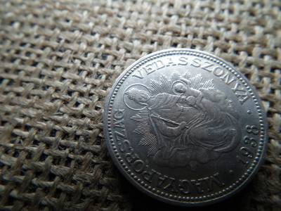 Ezüst 2 pengő 1938 , nagyon szép  , Mosolygós Madonna , ritkább 