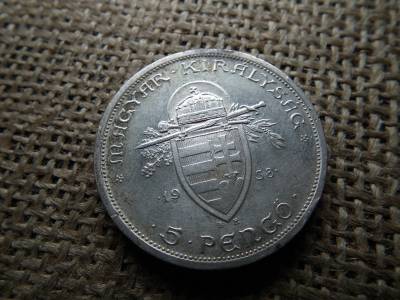 5 pengő 1938 , Szent István , ezüst 