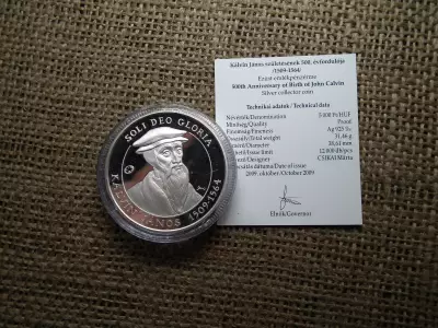 KÁLVIN JÁNOS 5000 FORINT 2009 EZÜST PP + Certi 