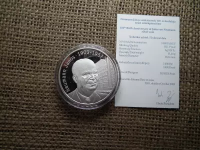 Neumann János 5000 forint 2003 PP ezüst + certi