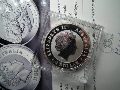Ausztrália ezüst 1 dollár 2012 , dollar , Koala , 1 uncia szín ! Ausztrália ezüst 1 dollár 2012 , dollar , Koala , 1 uncia szín !