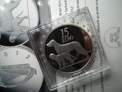Írország ezüst 15 euró 2012 , euro , Ír farkaskutya 