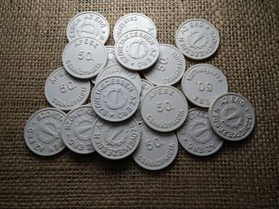 CSANÁDPALOTA ÁFÉSZ - MŰANYAG ZSETON - 50 forint , világosszürke ! Ár/db CSANÁDPALOTA ÁFÉSZ - MŰANYAG ZSETON - 50 forint , világosszürke ! Ár/db