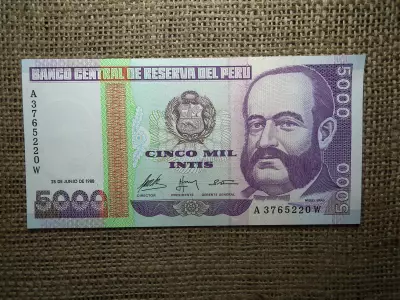 Peru 5000 intis 1988 UNC  A1