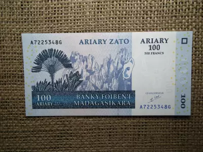 Madagaszkár 100 ariary 2004 , 500 francs , frank , UNC , A1