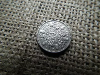 Egyesült Királyság , ezüst 6 pence 1935