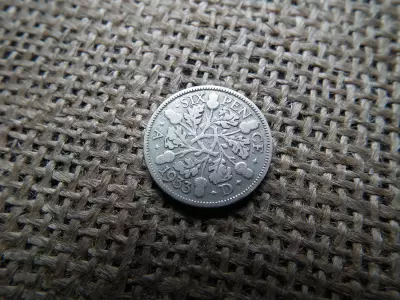 Egyesült Királyság , ezüst 6 pence 1933