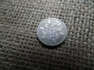 Egyesült Királyság , ezüst 6 pence 1930