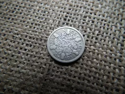 Egyesült Királyság , ezüst 6 pence 1928