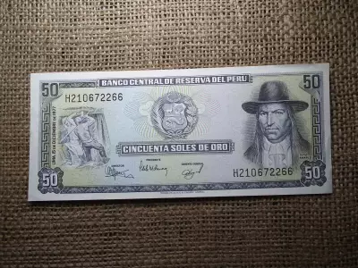 Peru 50 soles 1977 , Soles de Oro , EF-aUNC , A2