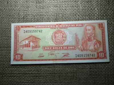 Peru 10 soles 1975 , Soles De Oro , A3