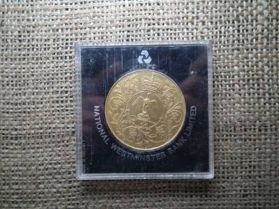 Egyesült Királyság , 25 New Pence 1977 , 25 pence , aranyozott , eredeti tokjában - Elizabeth II Silver Jubilee Egyesült Királyság , 25 New Pence 1977 , 25 pence , aranyozott , eredeti tokjában - Elizabeth II Silver Jubilee