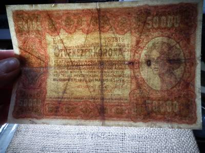 50000 korona 1923 , Orell , Forgalmi ! Restaurált , eredeti darab ! Nagyon ritka ! 50000 korona 1923 , Orell , Forgalmi ! Restaurált , eredeti darab ! Nagyon ritka !