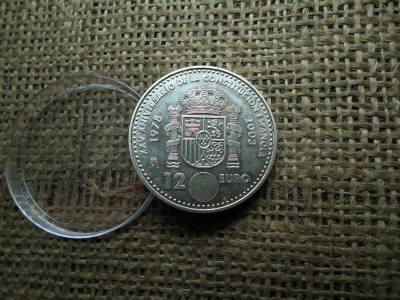 Spanyolország ezüst 12 euró 2003 , euro , I. János Károly spanyol alkotmány Spanyolország ezüst 12 euró 2003 , euro , I. János Károly spanyol alkotmány