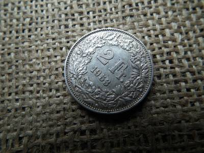 Svájc , ezüst 2 frank 1953 , francs Svájc , ezüst 2 frank 1953 , francs