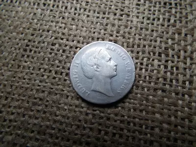 Bajor Királyság ( német államok ) ezüst 1/2 gulden 1869 , II. Lajos