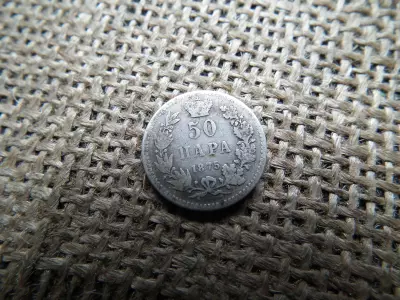 Szerbia , ezüst 50 Para 1875 - Milan Obrenović IV