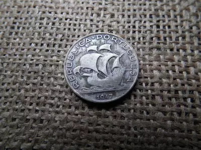 Portugáia , ezüst 5 escudos 1933 , escudo