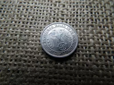 Birodalmi 50 pfennig 1939 E , sasos - horogkeresztes , ritka , extra