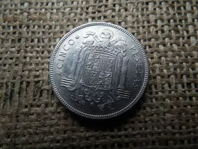 Spanyolország 5 peseta 1949 , pesetas - Francisco Franco , 1950 ! 