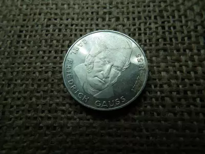Németország , ezüst 5 márka 1977 J , Deutsche Mark Carl Friedrich Gauss