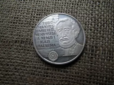 150 éves a Magyar Tudományos Akadémia , ezüst emlékérem , Budapest , Széchenyi 30,55g 