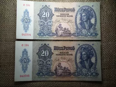 20 pengő 1941 , 2 db sorszámkövető 