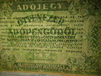 Ötvenezer Adópengő 1946 , sorszám nélkül , vízjel nélkül 