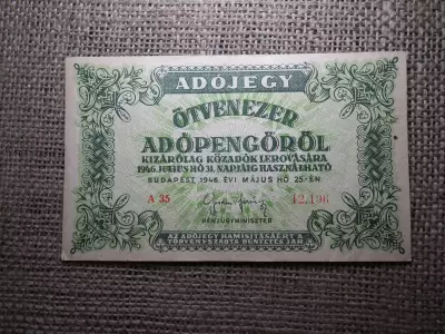 Ötvenezer Adópengő 1946 , sorszámos , vízjeles