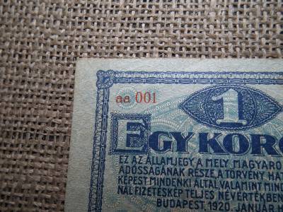 1 korona 1920 , alacsony sorozatszám ! 001 