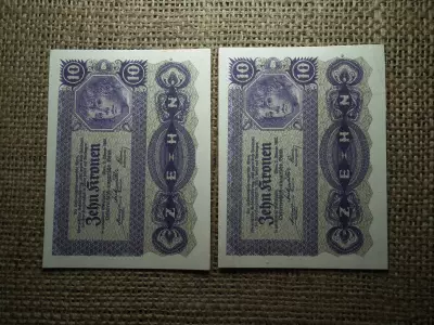 10 korona 1922 , 2 db sorszámkövető