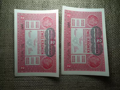 2 korona 1917  , 2 db sorszámkövető 