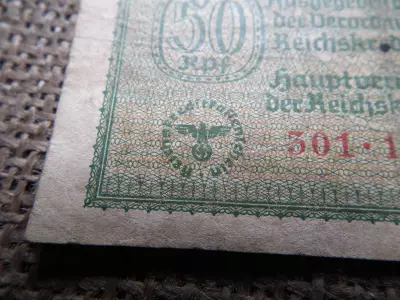Németország , birodalmi 50 pfennig 1940 - 1945 , Reichspfennig Reichskreditkassenschein , horogkeresztes 