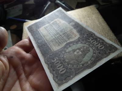 5000 korona 1923 , Magyar Pénzjegynyomda , szakszerűen restaurált 