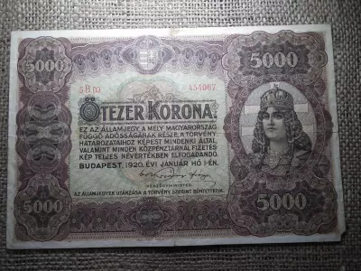 5000 korona 1920 , Orell  , eredeti tartás 