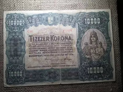 10000 korona 1920 , Orell ,  szép , eredti tartás ! 